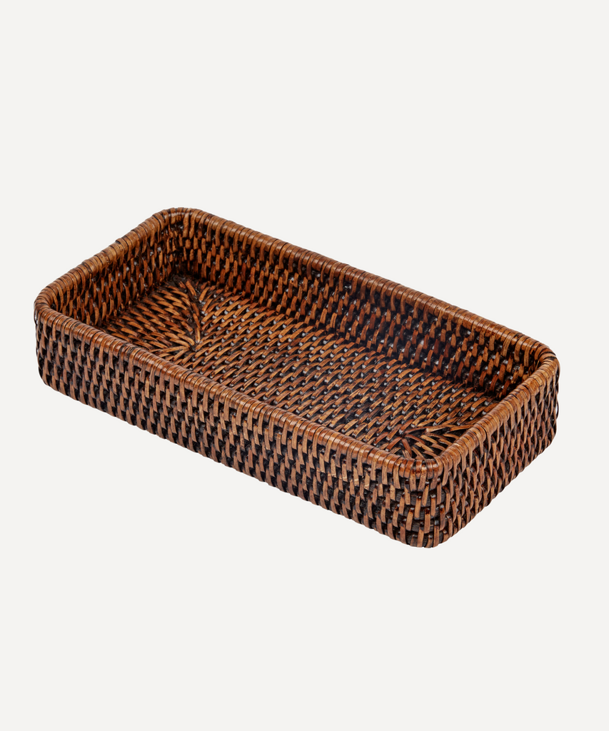 Rebecca Udall, Woven rattan wicker vanity decorative tray, brown
