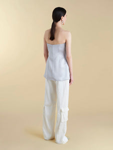 Satin Twist Bustier in Grey