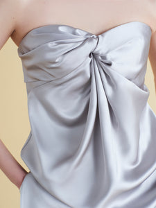 Satin Twist Bustier in Grey