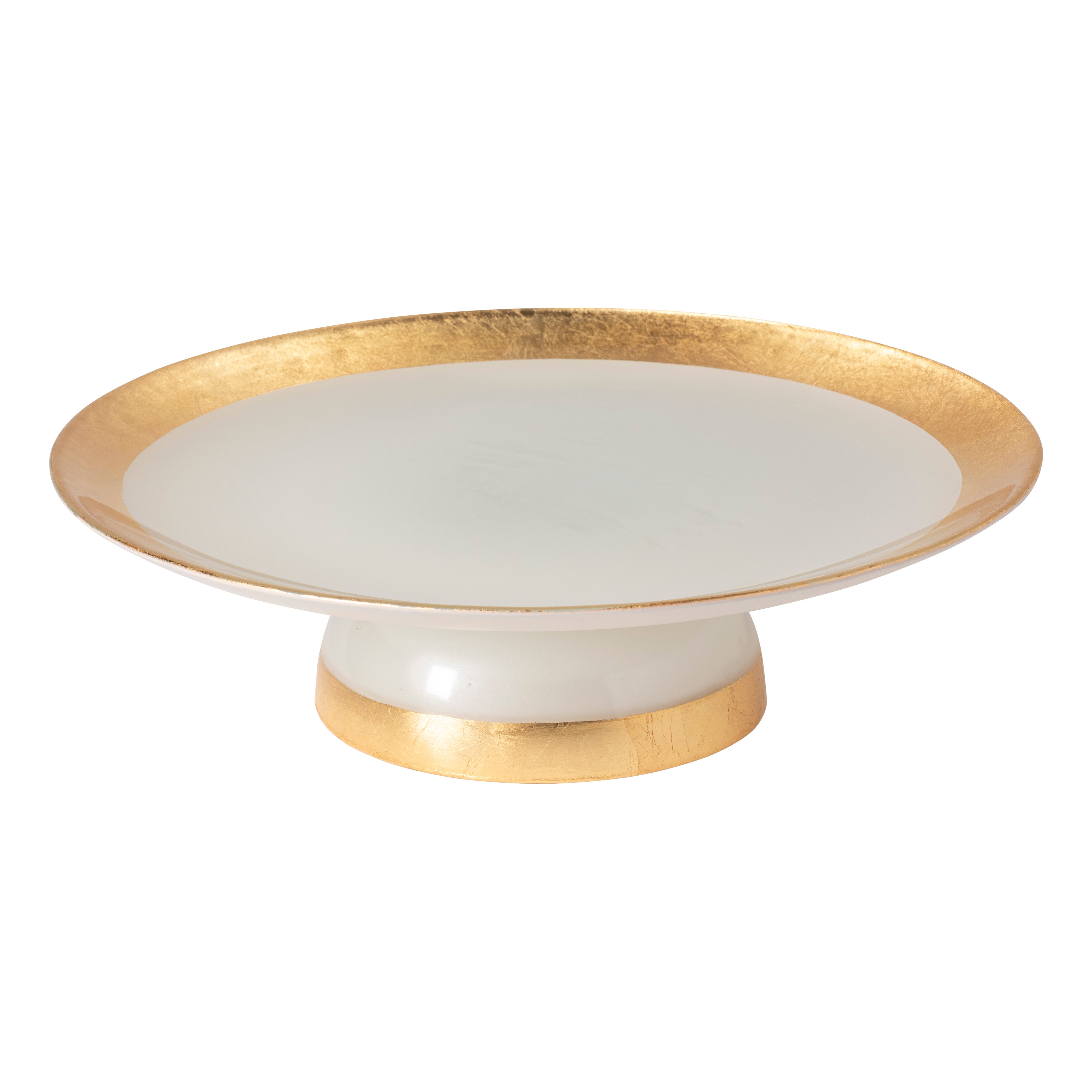 Camilla Collection Glass Band Footed Plate in Gold