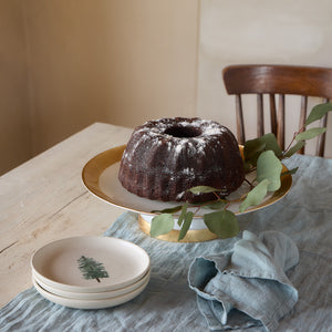 Camilla Collection Glass Band Footed Plate in Gold