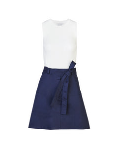 Vanessa Dress in White & Maritime Blue