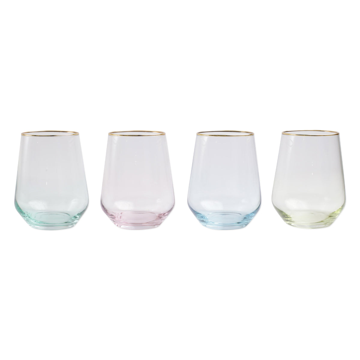 Rainbow Stemless Wine Glasses, Set of 4