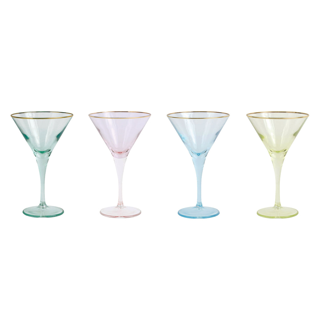 Rainbow Martini Glasses, Set of 4