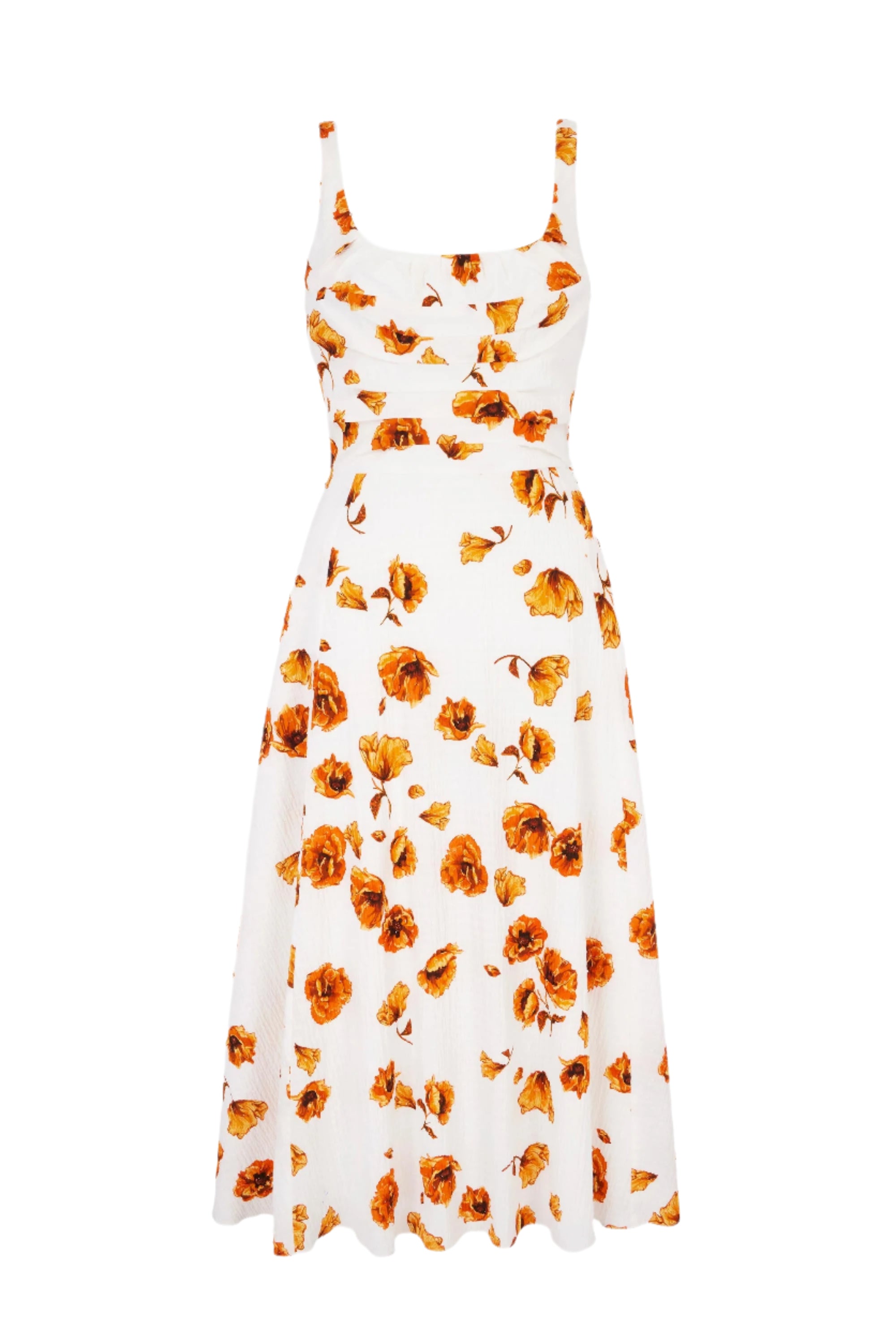 Verena Dress In Orange Poppies Bibione Cotton