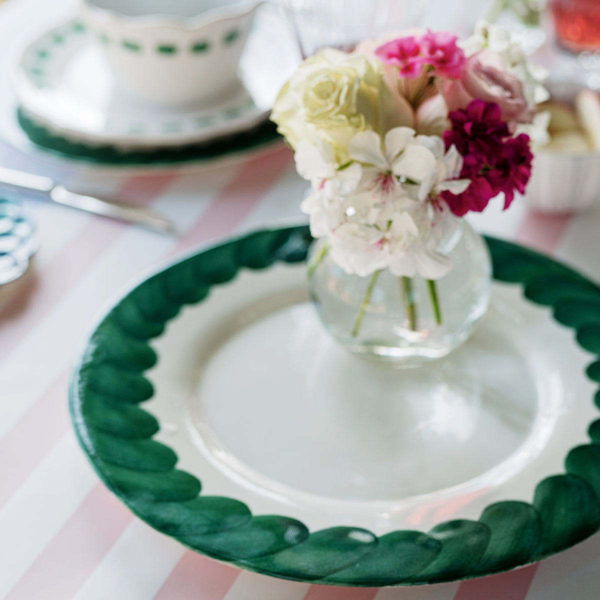 Lisbon Green Brushstroke Round Platter