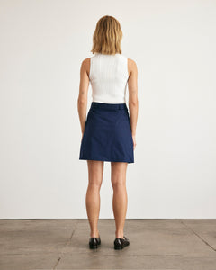 Vanessa Dress in White & Maritime Blue