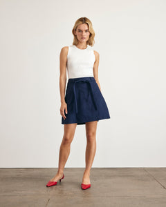 Vanessa Dress in White & Maritime Blue