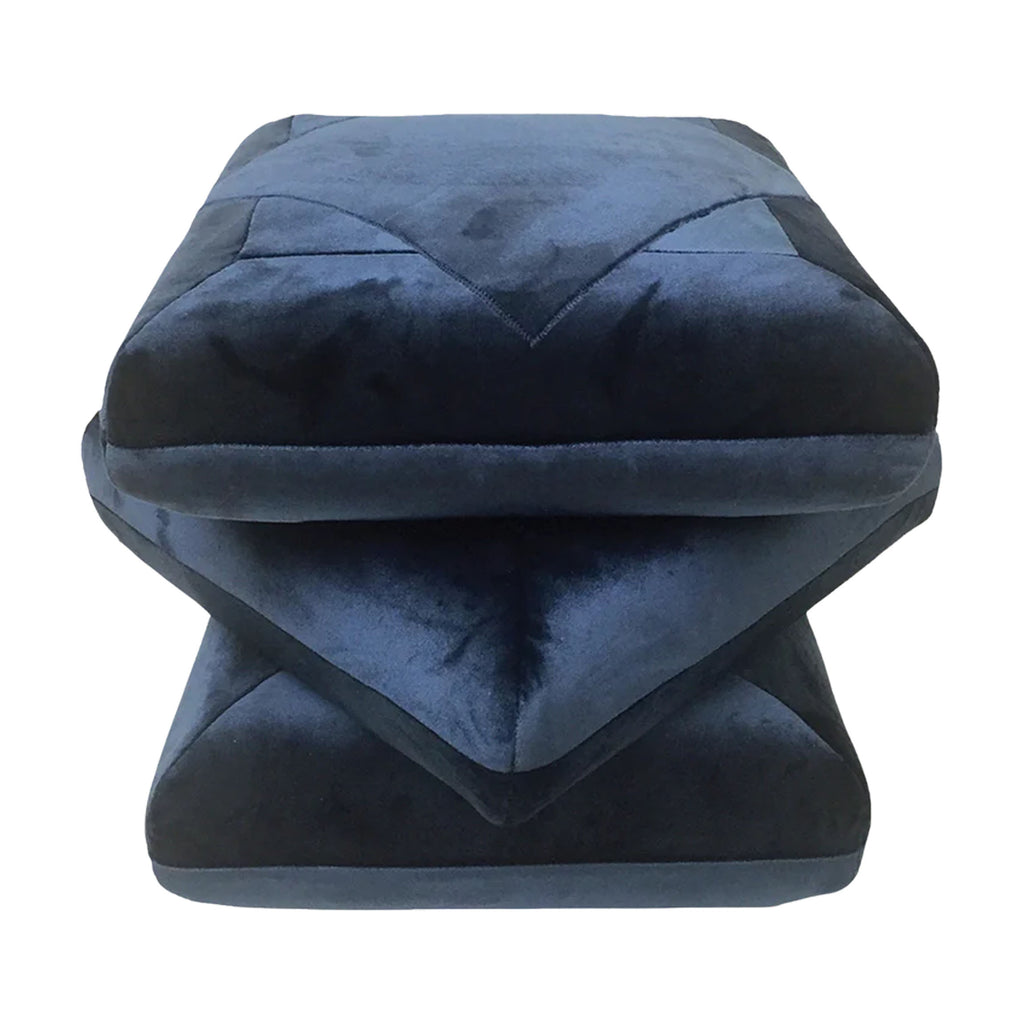 Velvet Pouf in Navy