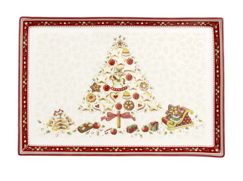 Winter Bakery Delight Large Rectangular Cake Platter in Multi