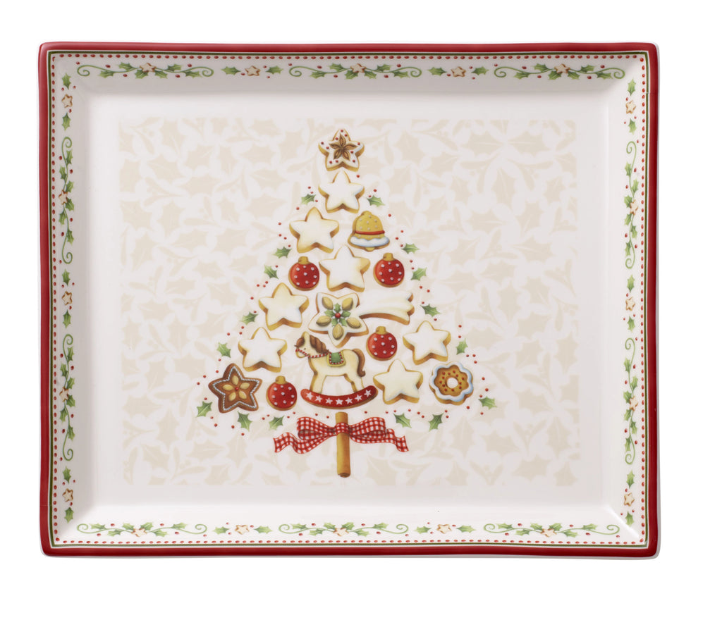 Winter Bakery Delight Small Rectangular Cake Platter in Multi