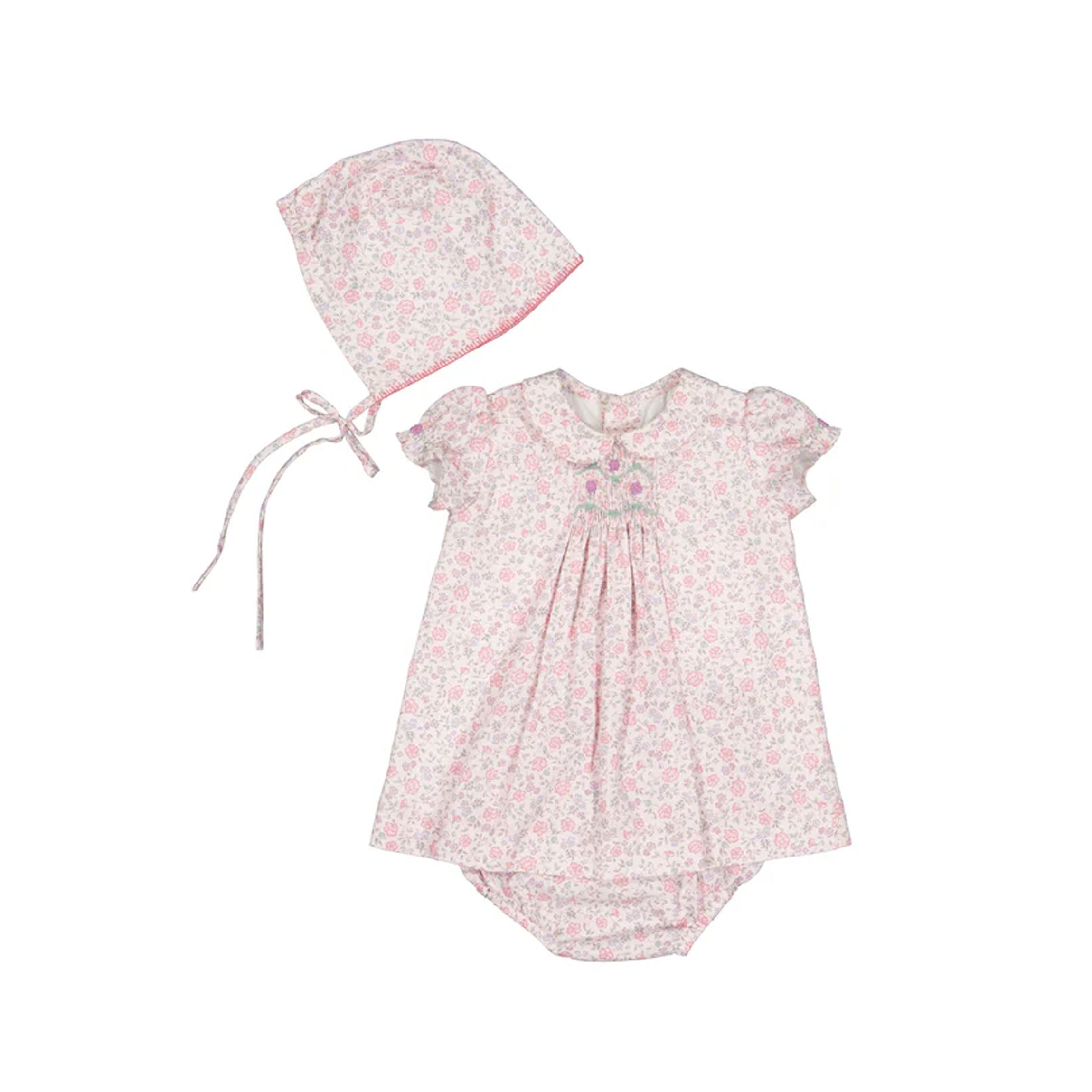 Violette Floral Pink Short Puff Baby Set