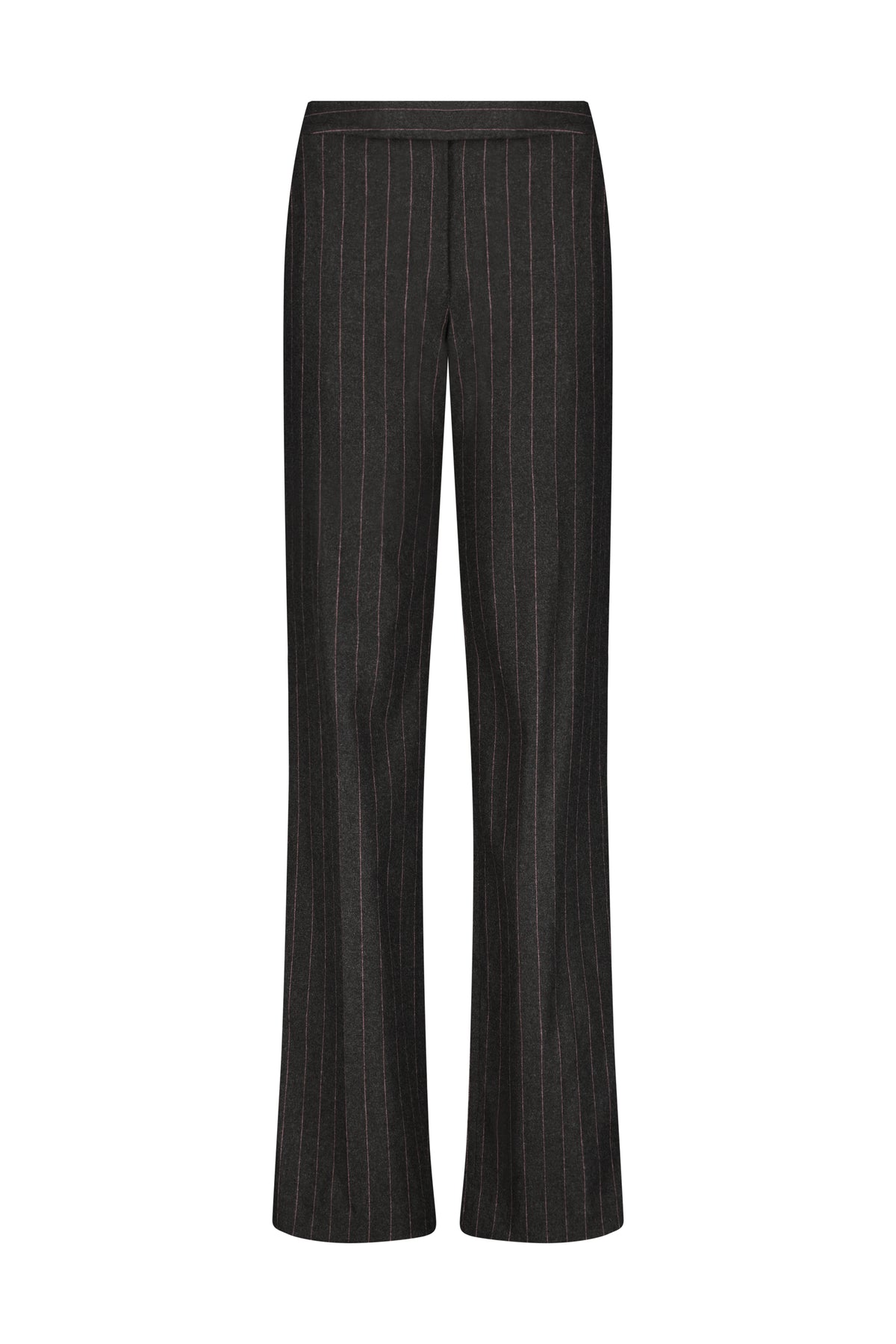 Wool Pinstripe Tailored Trouser in Charcoal & Camellia