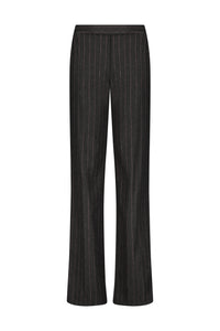 Wool Pinstripe Tailored Trouser in Charcoal & Camellia