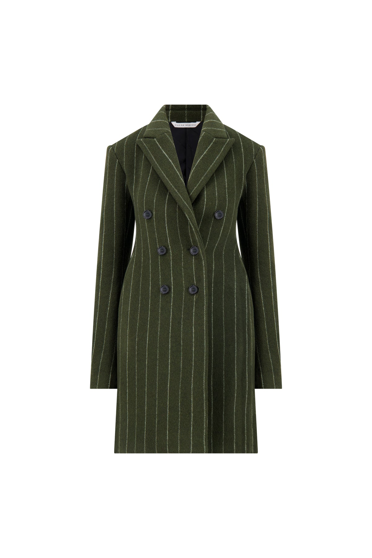 Wool Basque Tailored Overcoat in Alpine & White Stripe