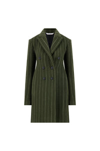 Wool Basque Tailored Overcoat in Alpine & White Stripe