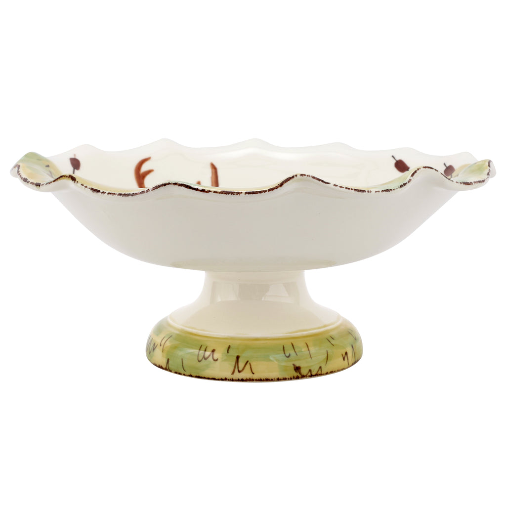 Wildlife Footed Deer Pedestal Fruit Bowl in Multi