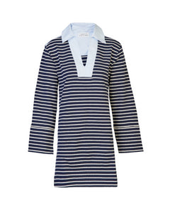Whitney Dress in Maritime Blue & Cream Stripe