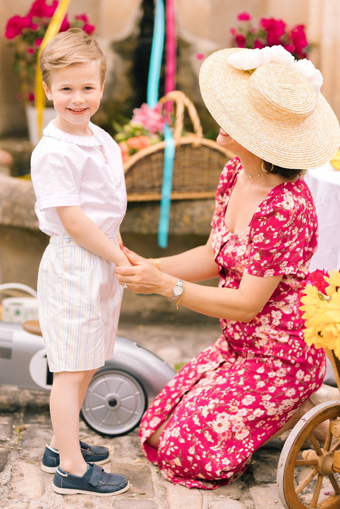 William Yellow blue Stripe Shorts and Shirt