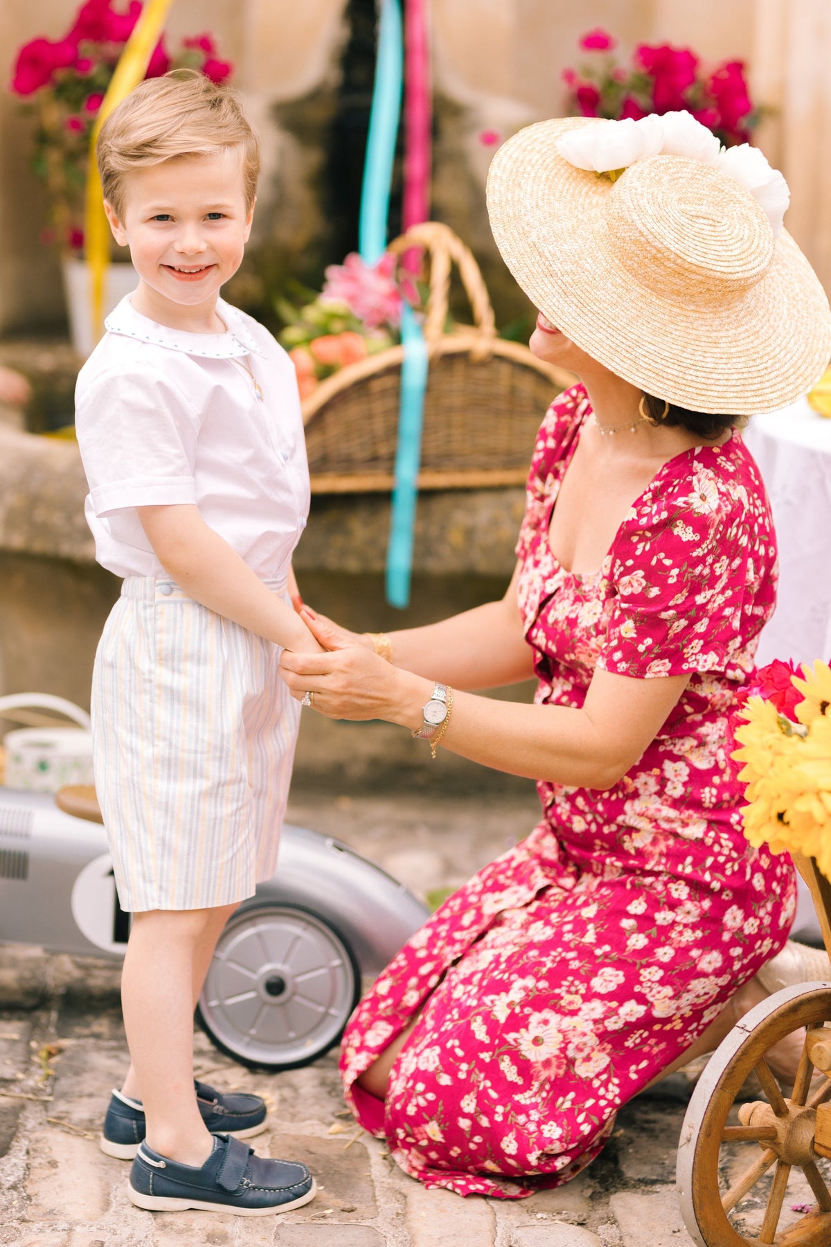 William Yellow blue Stripe Shorts and Shirt