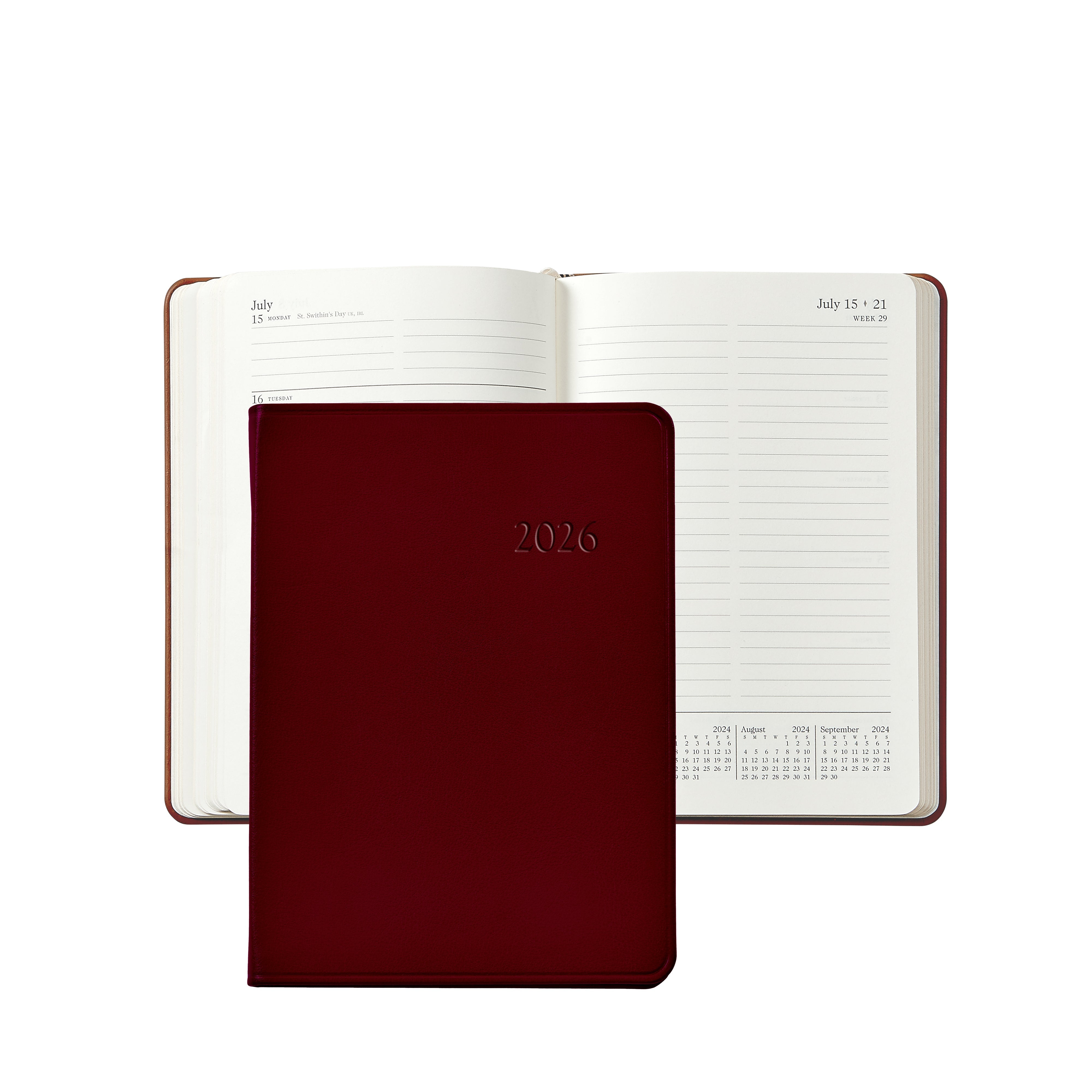2026 Weekly Notebook in Bordeaux Traditional Leather