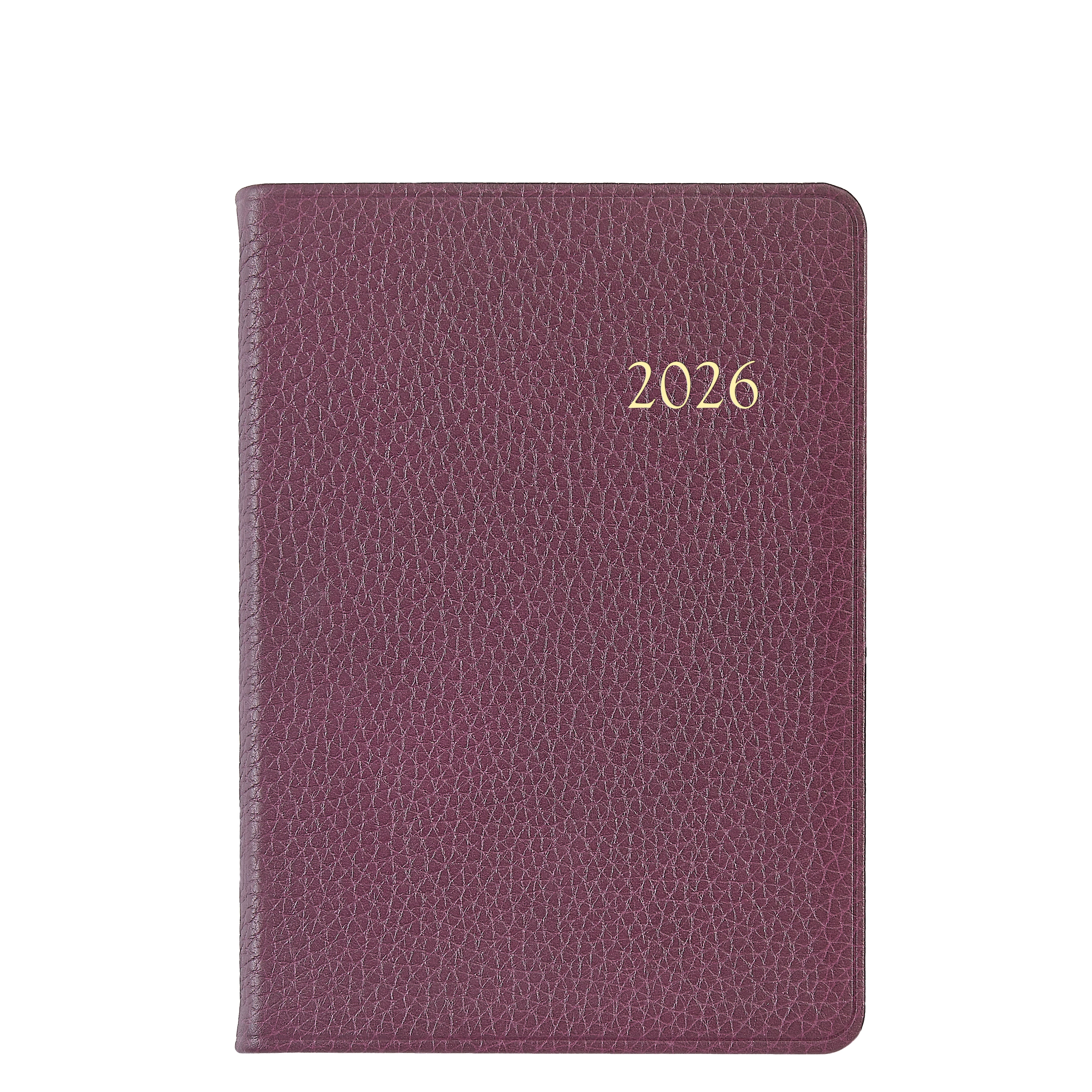 2026 Weekly Notebook in Wine Pebble Grain Leather