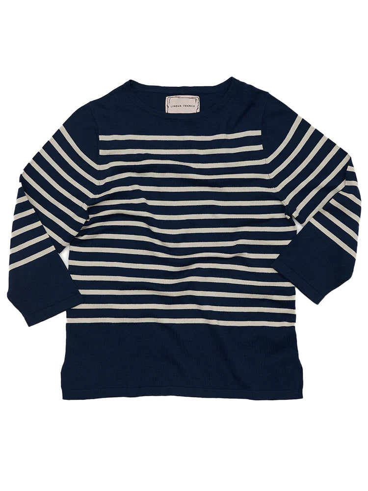 Striped Boatneck in Navy