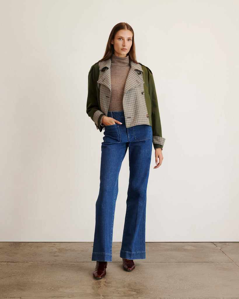 Walton Jacket in Army with Check Multi