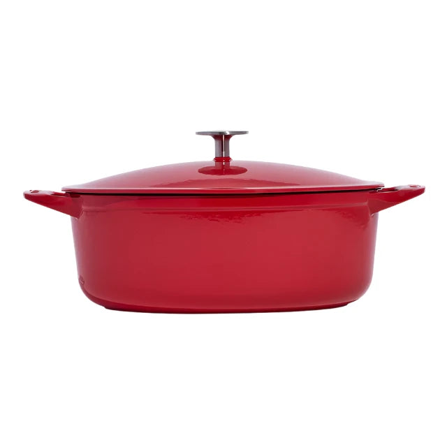 Oval Enameled Cast Iron Dutch Oven in Made In Red