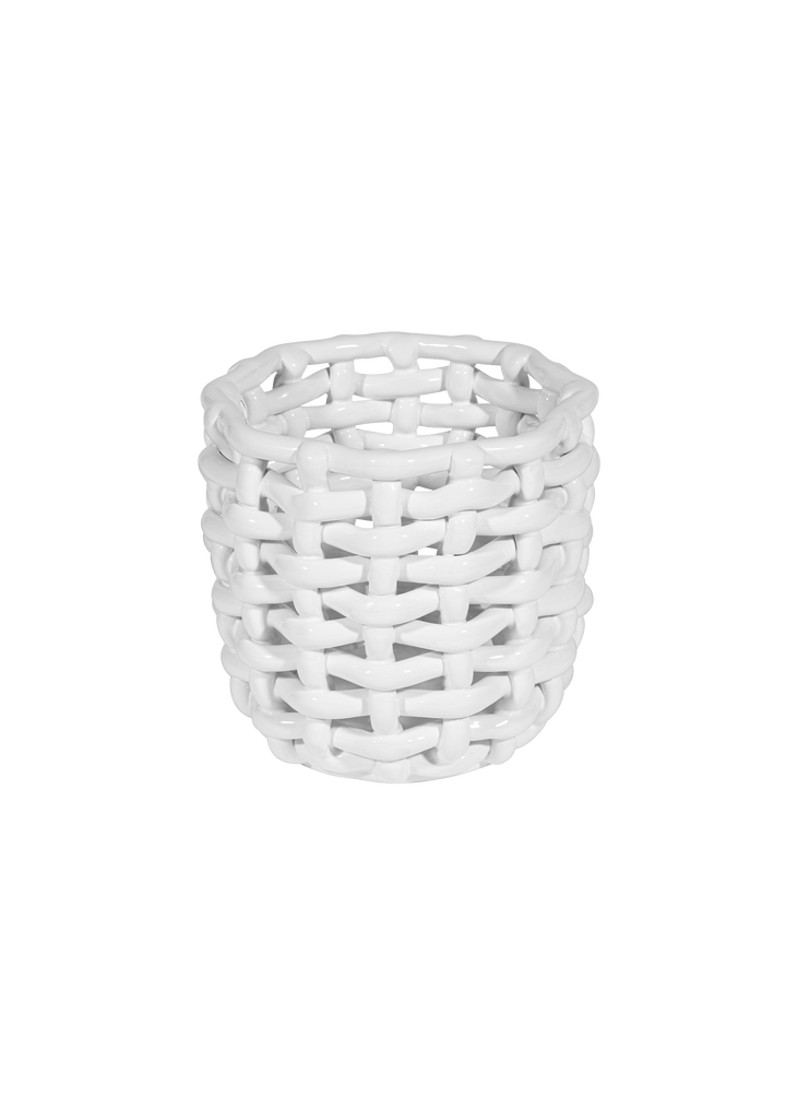 White Basketweave Planter