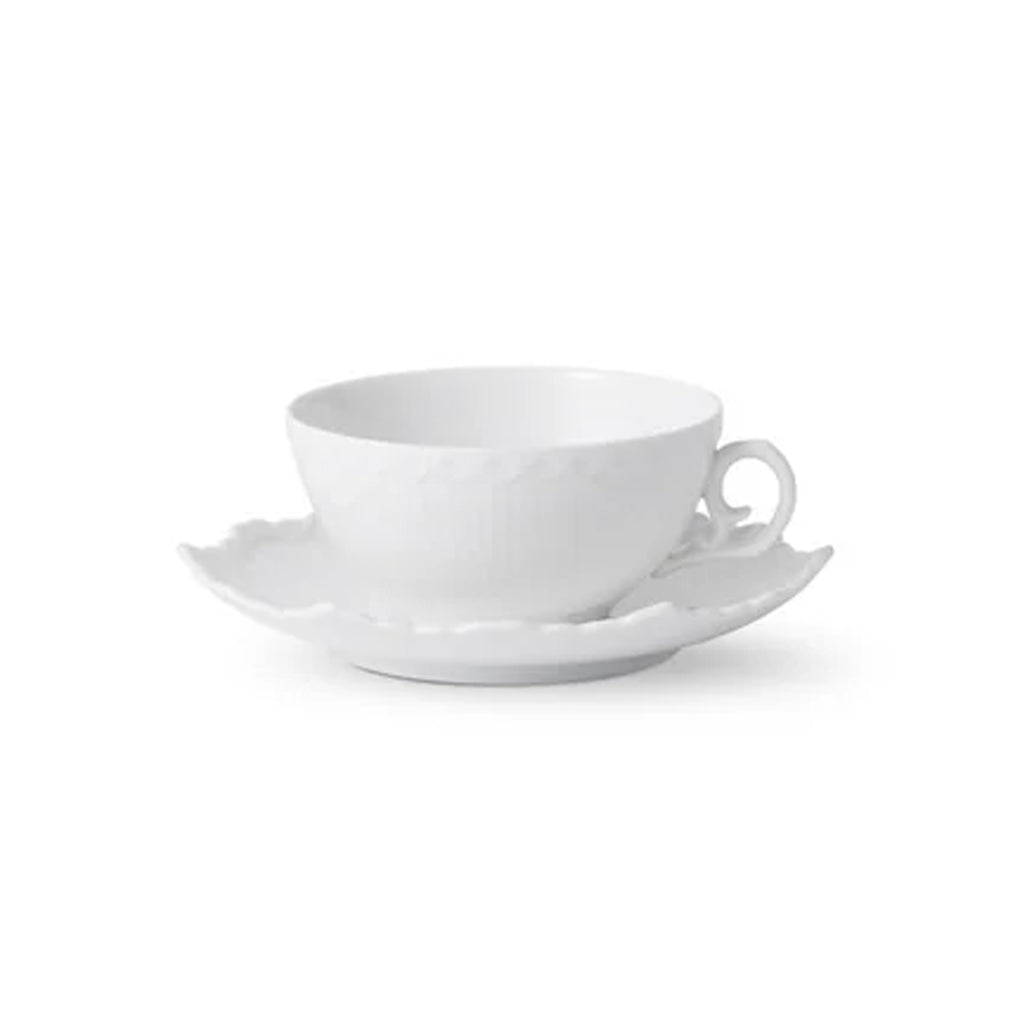 White Fluted FL Cup & Saucer Tea 22cl 7.44oz