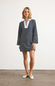 Whitney Dress in Maritime Blue & Cream Stripe