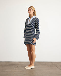 Whitney Dress in Maritime Blue & Cream Stripe