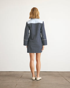 Whitney Dress in Maritime Blue & Cream Stripe