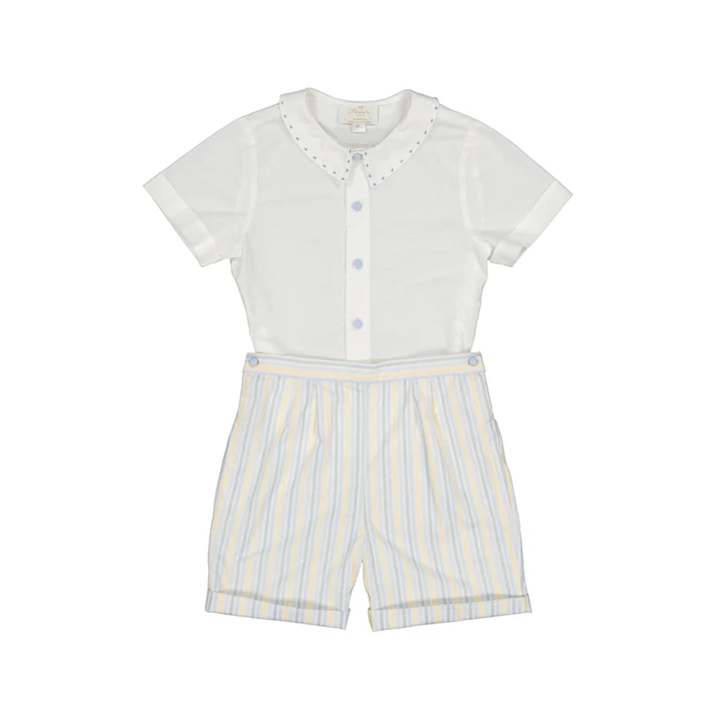 William Yellow blue Stripe Shorts and Shirt