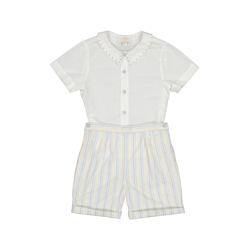 William Yellow blue Stripe Shorts and Shirt