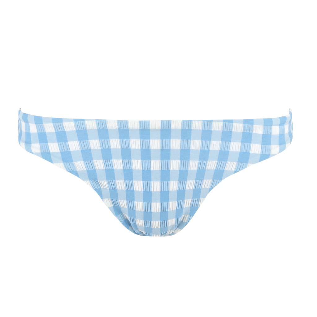 Women's Surfside Blue Crinkle Gingham Low Waist Bikini Bottom