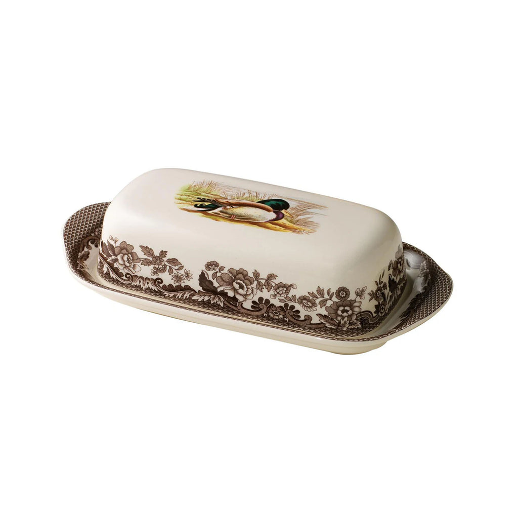 Woodland Covered Butter Dish with Mallard