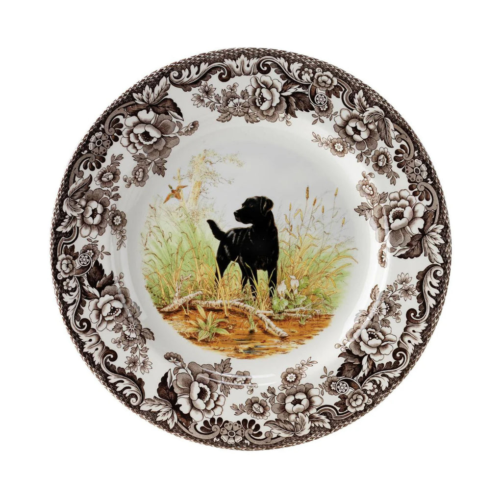 Woodland Dogs Dinner Plate with Black Labrador Retriever