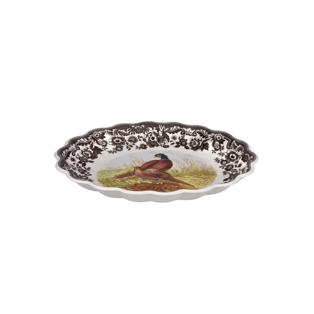 Woodland Oval Fluted Dish with Pheasant