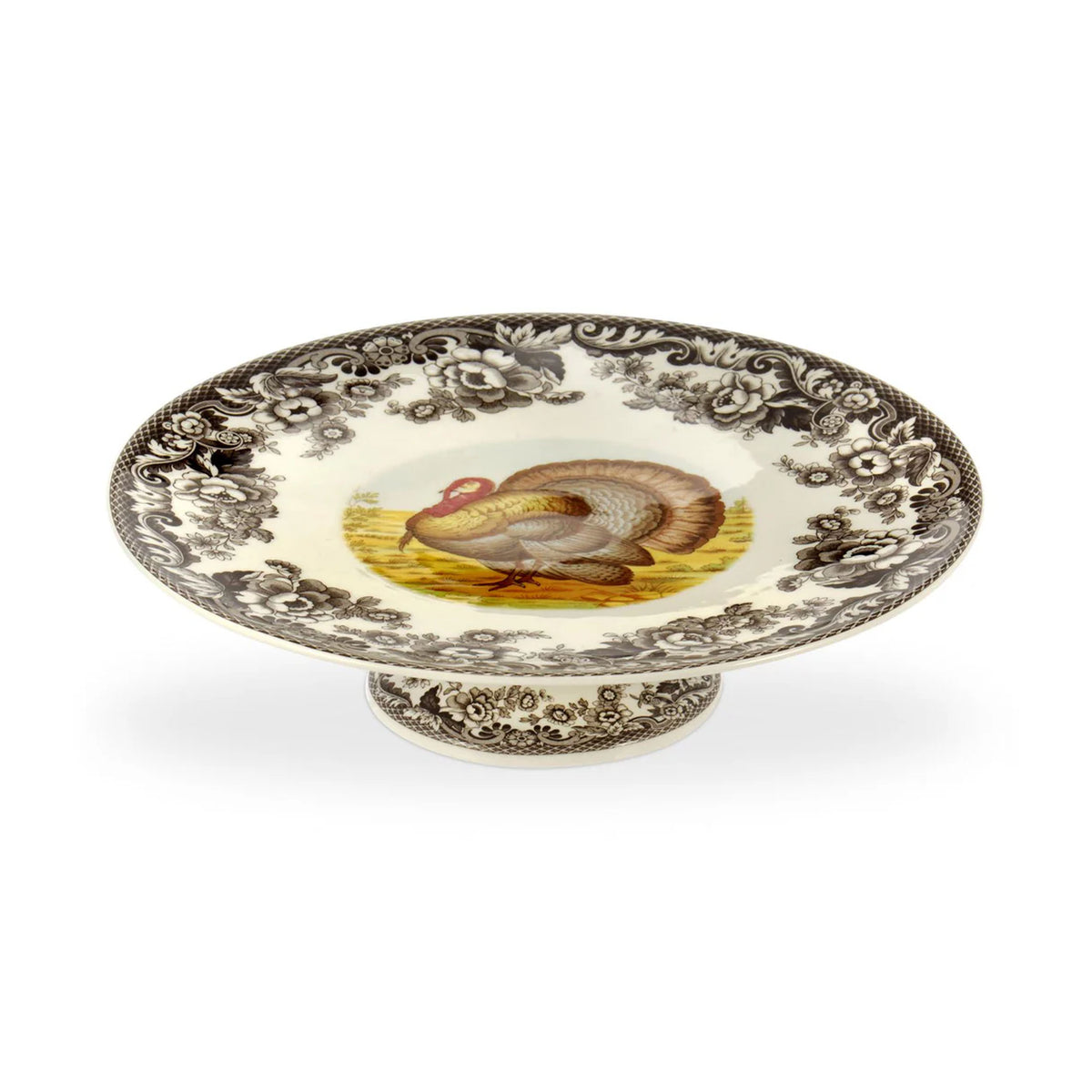Woodland Turkey Footed Cake Plate