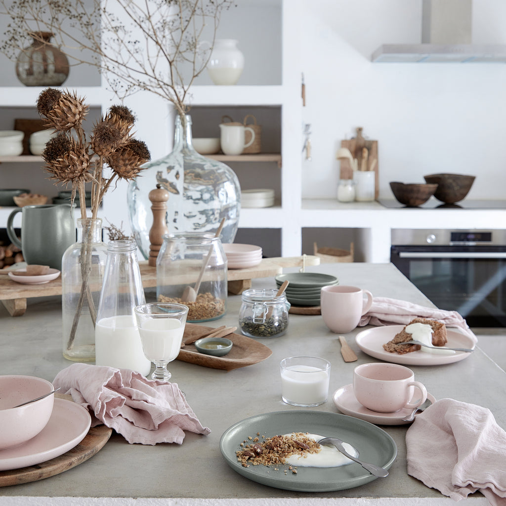 Pacifica Collection Teacups & Saucers in Artichoke, Set of 6