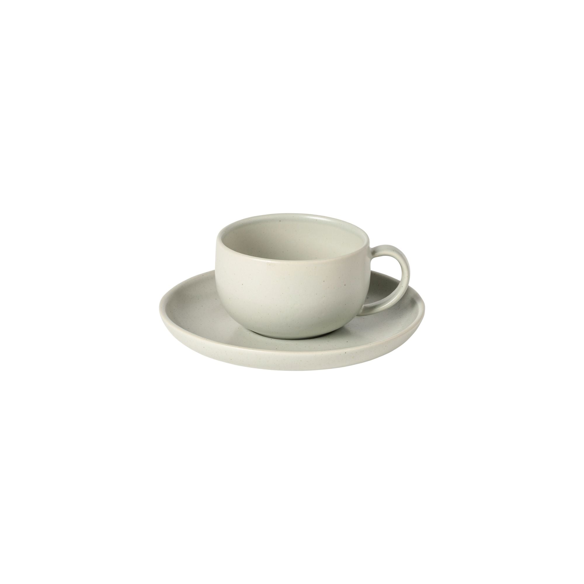Pacifica Collection Teacups & Saucers in Oyster Grey, Set of 6