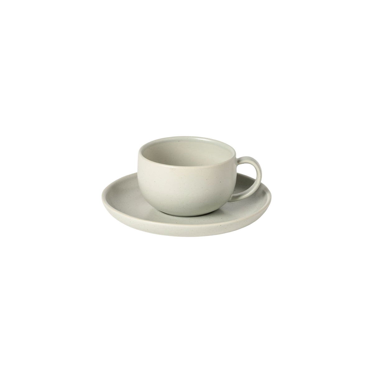 Pacifica Collection Teacups & Saucers in Oyster Grey, Set of 6