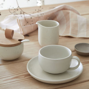 Pacifica Collection Teacups & Saucers in Salt, Set of 6