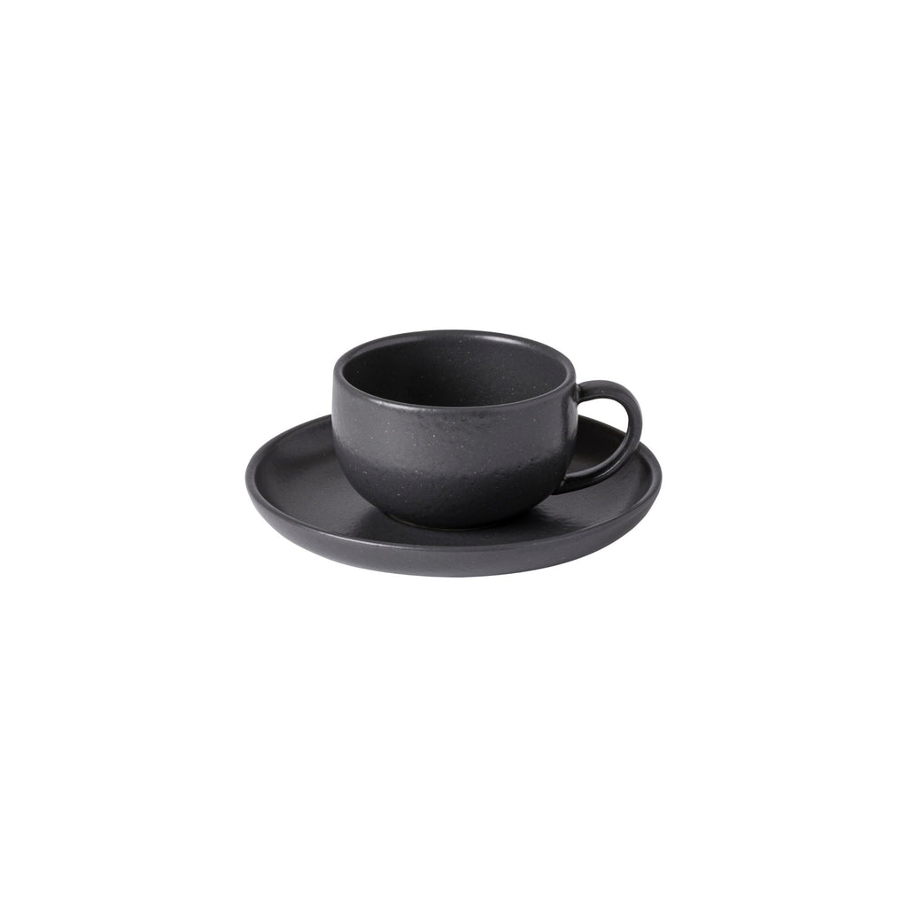 Pacifica Collection Teacups & Saucers in Seed Grey, Set of 6