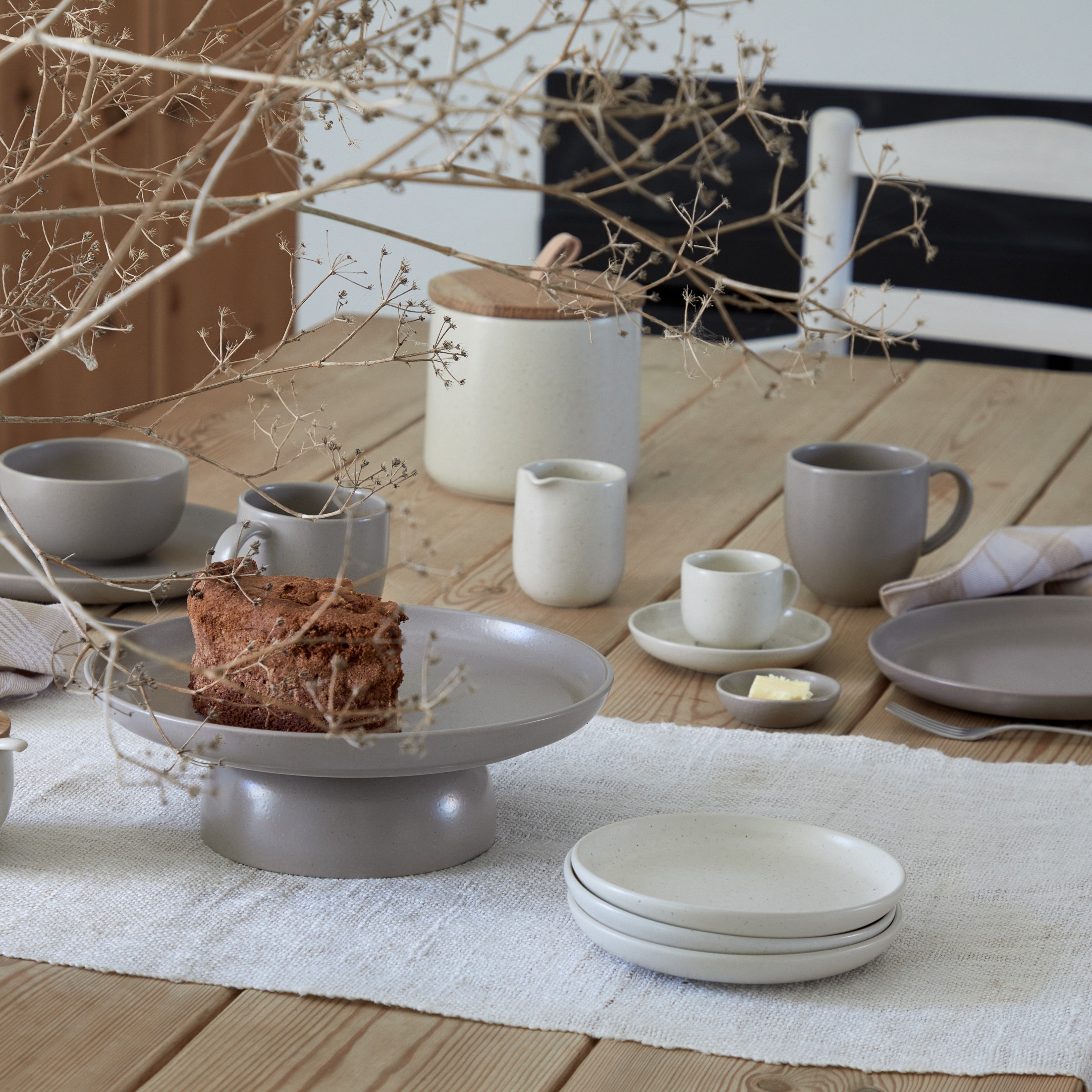 Pacifica Collection Coffee Cups & Saucers in Salt, Set of 6