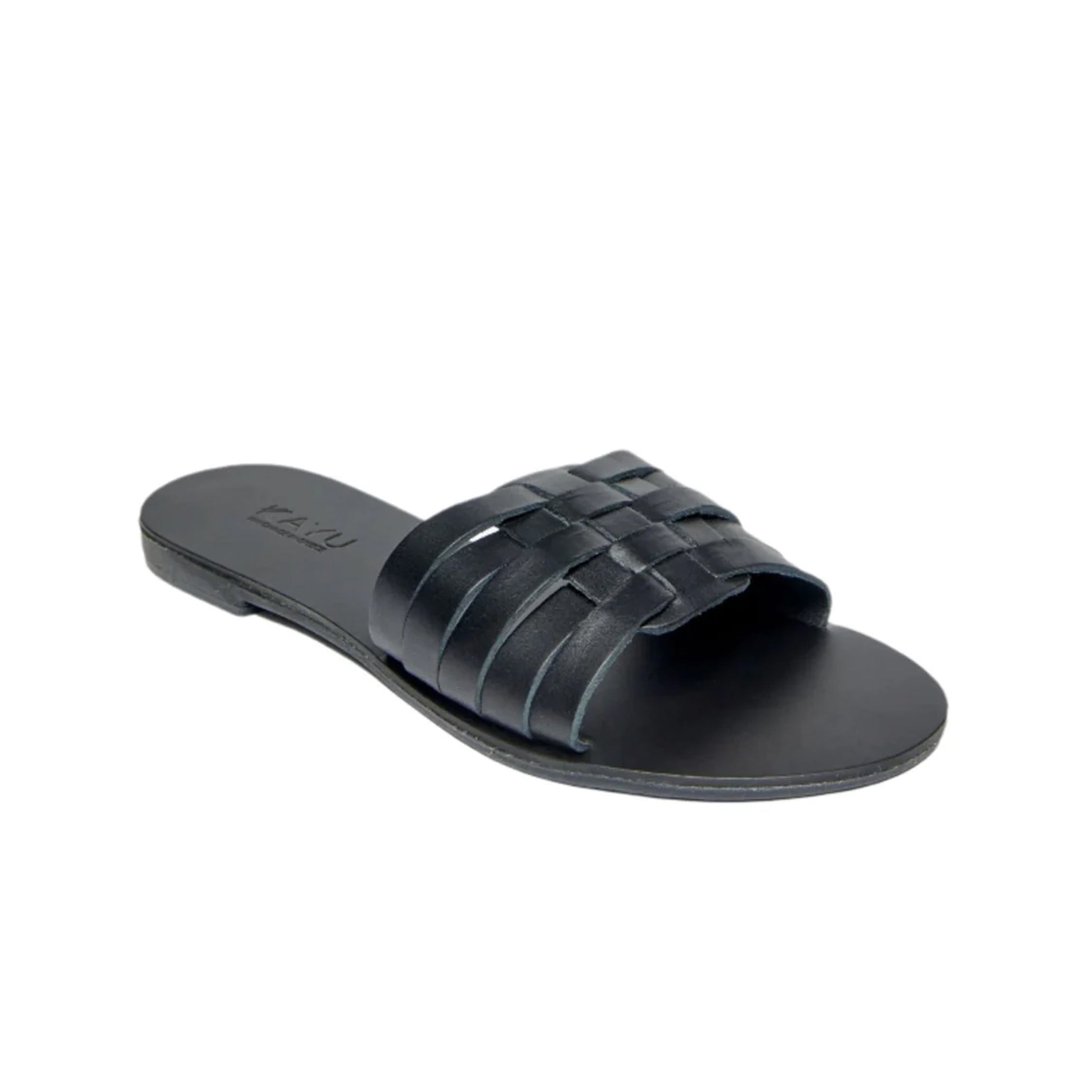 Xenia Vegetable Tanned Leather Sandal in Black