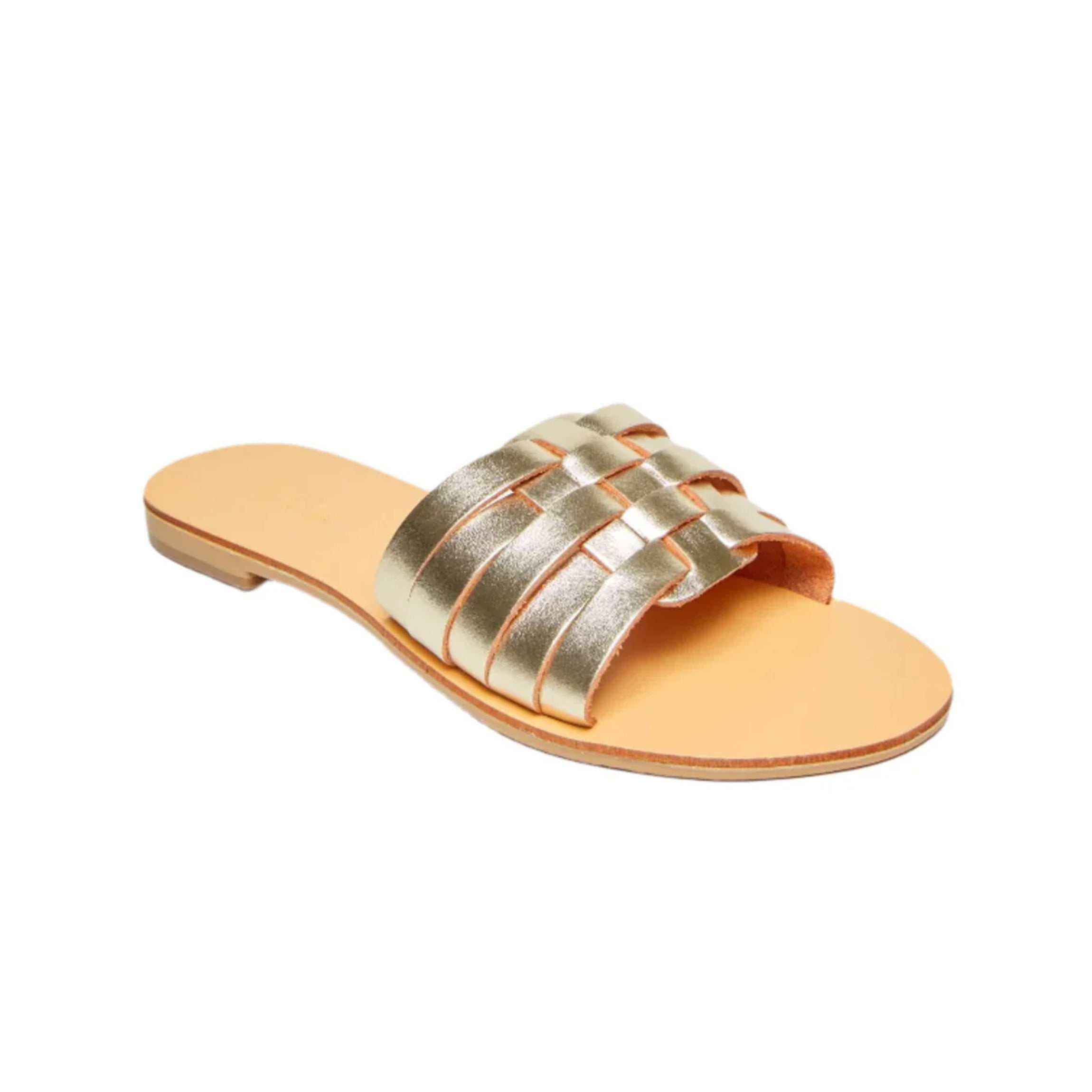 Xenia Vegetable Tanned Leather Sandal in Gold