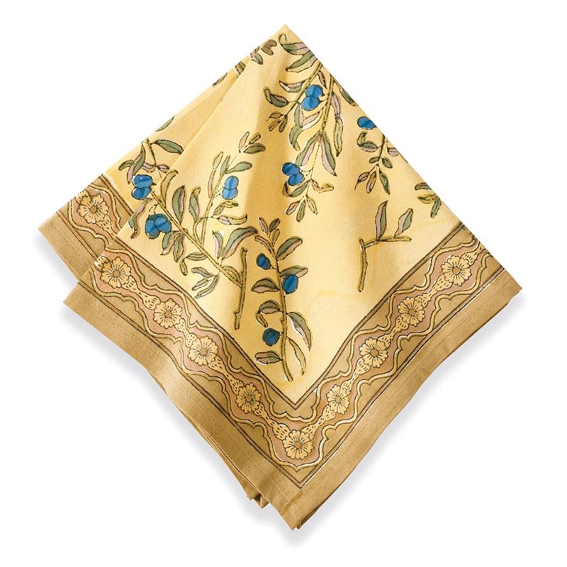 Olive Tree Napkins in Khaki & Blue, Set of 6